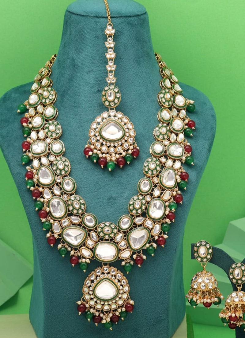 Multi Color Festival Wear Kundan Necklace Set 383114