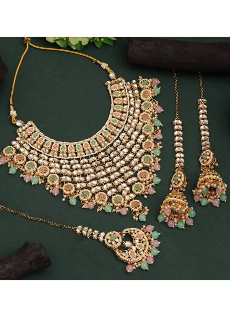 Multi Color Festival Wear Kundan Necklace Set 383118