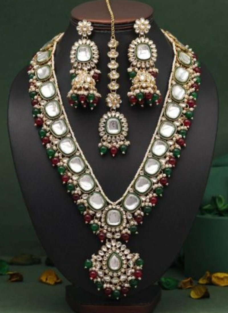 Multi Color Festival Wear Kundan Necklace Set 383123