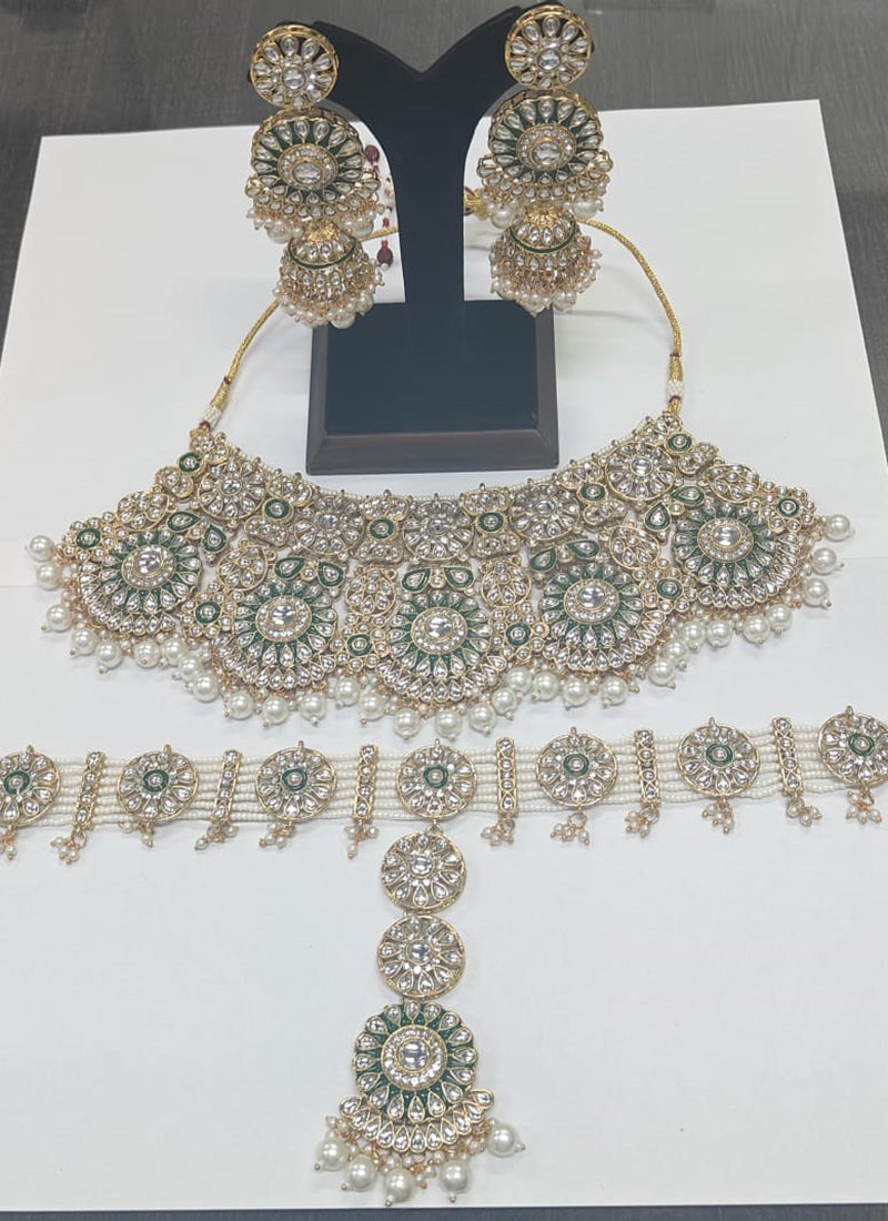 White Festival Wear Kundan Necklace Set 383128