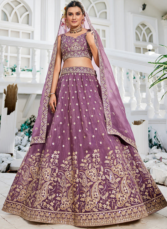 Tissue Lehenga Choli with Sequin Work for Designer Wear