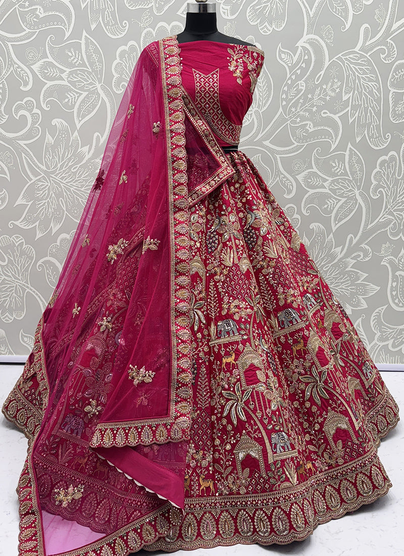 Heavy Silk Lehenga Choli with Thread Work for Bridal Wear