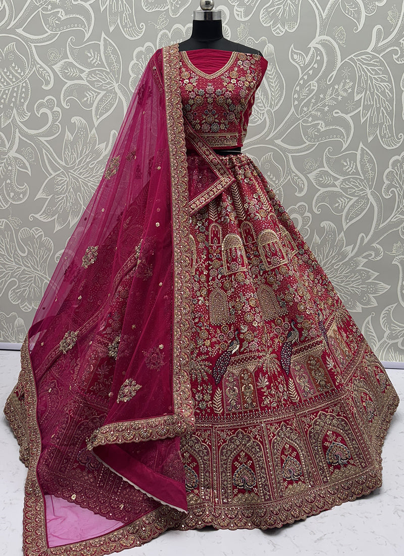 Silk Lehenga Choli with Sequin Work for Bridal Wear