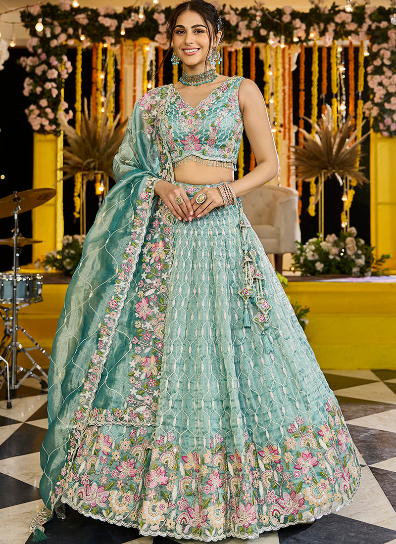Satin Silk Rama Bridal Wear Heavy Embroidery Readymade Lehenga Choli