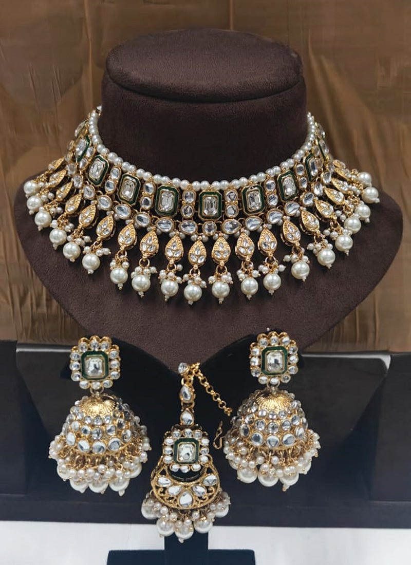 White Festival Wear Kundan Necklace Set 383089