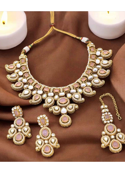 Multi Color Festival Wear Kundan Necklace Set 383094