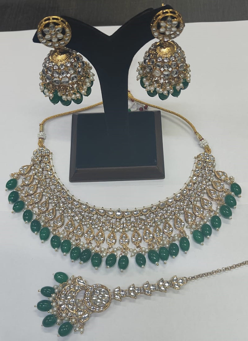 Green Festival Wear Kundan Necklace Set 383097