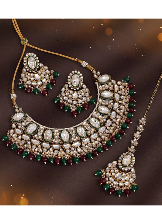 Multi Color Festival Wear Kundan Necklace Set 383106