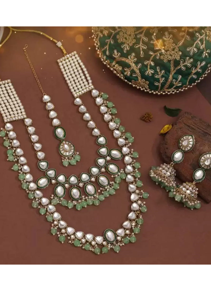 Light Green Festival Wear Kundan Necklace Set 383108