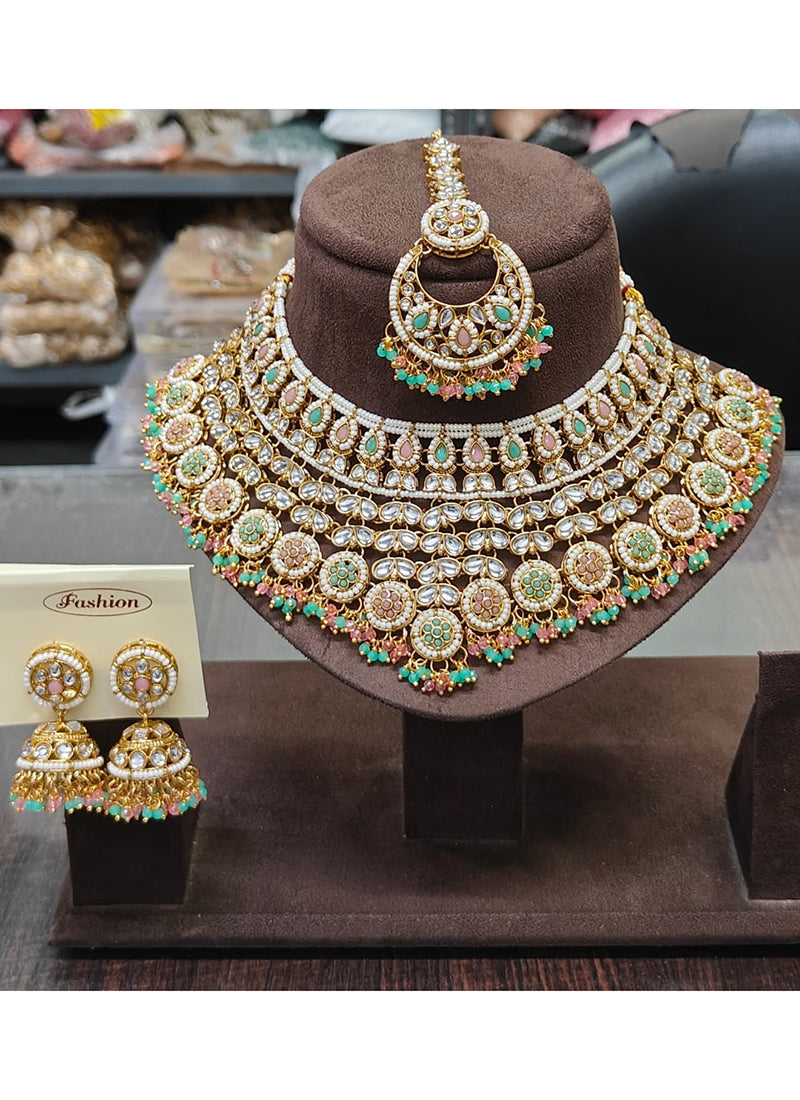 Multi Color Festival Wear Kundan Necklace Set 383109