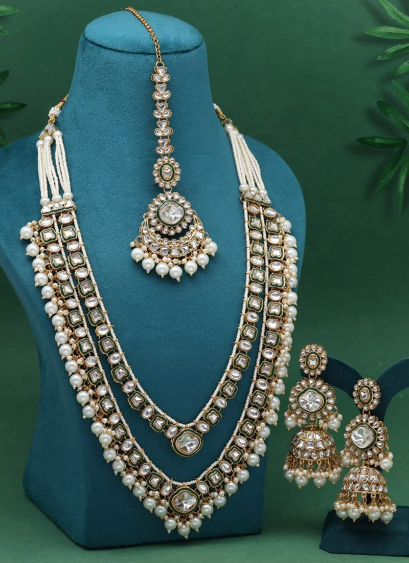 White Festival Wear Kundan Necklace Set 383112
