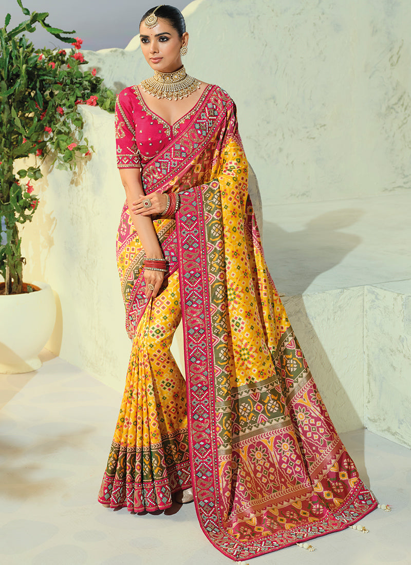 Multi Color Patola Hand Work Wedding Wear Saree SW406034