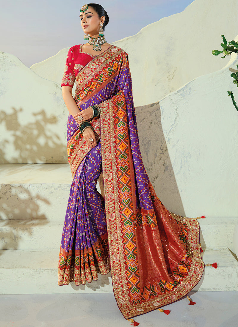 Multi Color Patola Hand Work Wedding Wear Saree SW406037