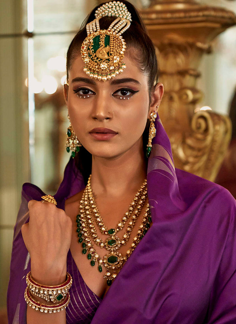 Silk Purple Festival Wear Weaving Work Saree 387171