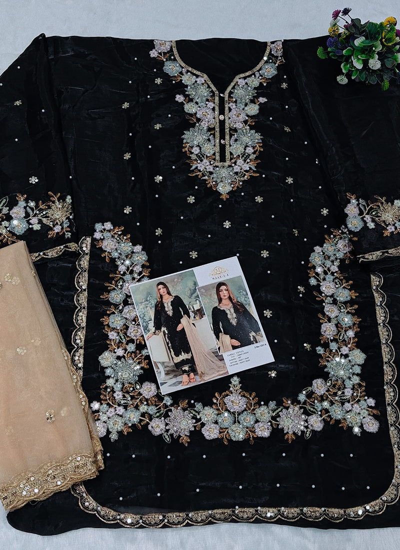 Black Jimmy Choo Embroidery Work Eid Wear Pakistani Suit-SW279306