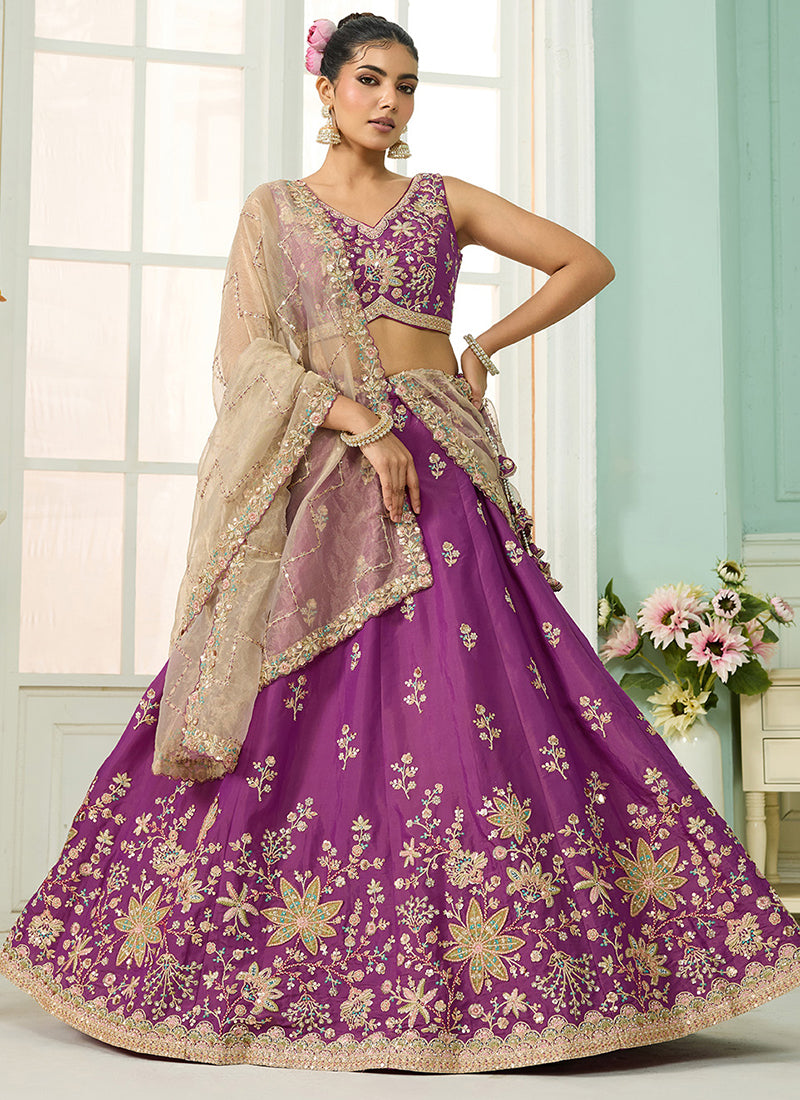 Georgette Burgundy Bridal Lehenga Choli Embroidery Work Lehenga Choli 385349