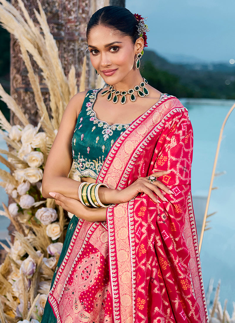 Cosmos Silk Green Bridal Lehenga Choli Emrboidery Work Lehenga Choli 385348