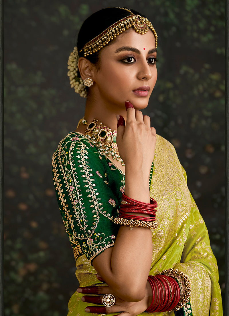 Green Dola Silk Embroidery Work Festival Wear Saree SW278642
