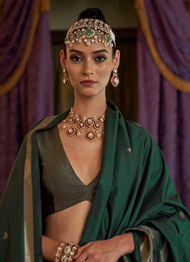 Green Silk Weaving Work Occasional Wear Saree SW720175