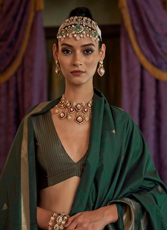 Green Silk Weaving Work Occasional Wear Saree SW720175