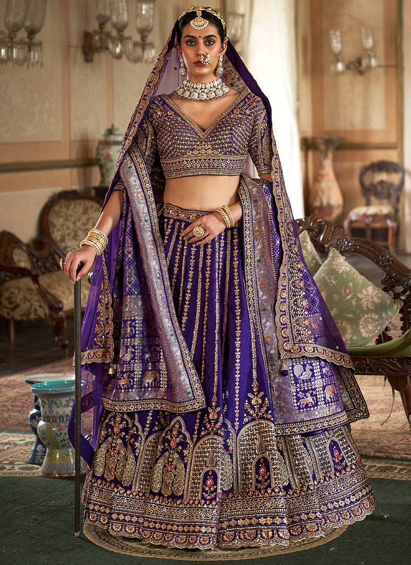 Tone Silk Bridal Lehenga Choli with Heavy Embroidery Work for Bridal Wear