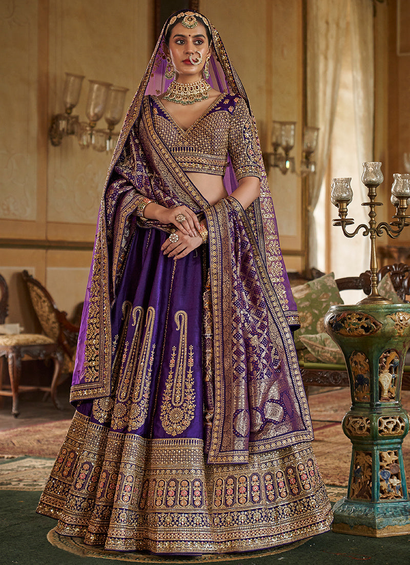 Tone Silk Bridal Lehenga Choli with Heavy Embroidery Work for Bridal Wear