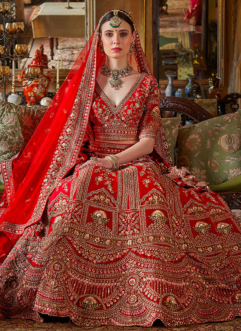 Tone Silk Maroon Bridal Lehenga Choli with Sequin Work for Bridal Wear 384013