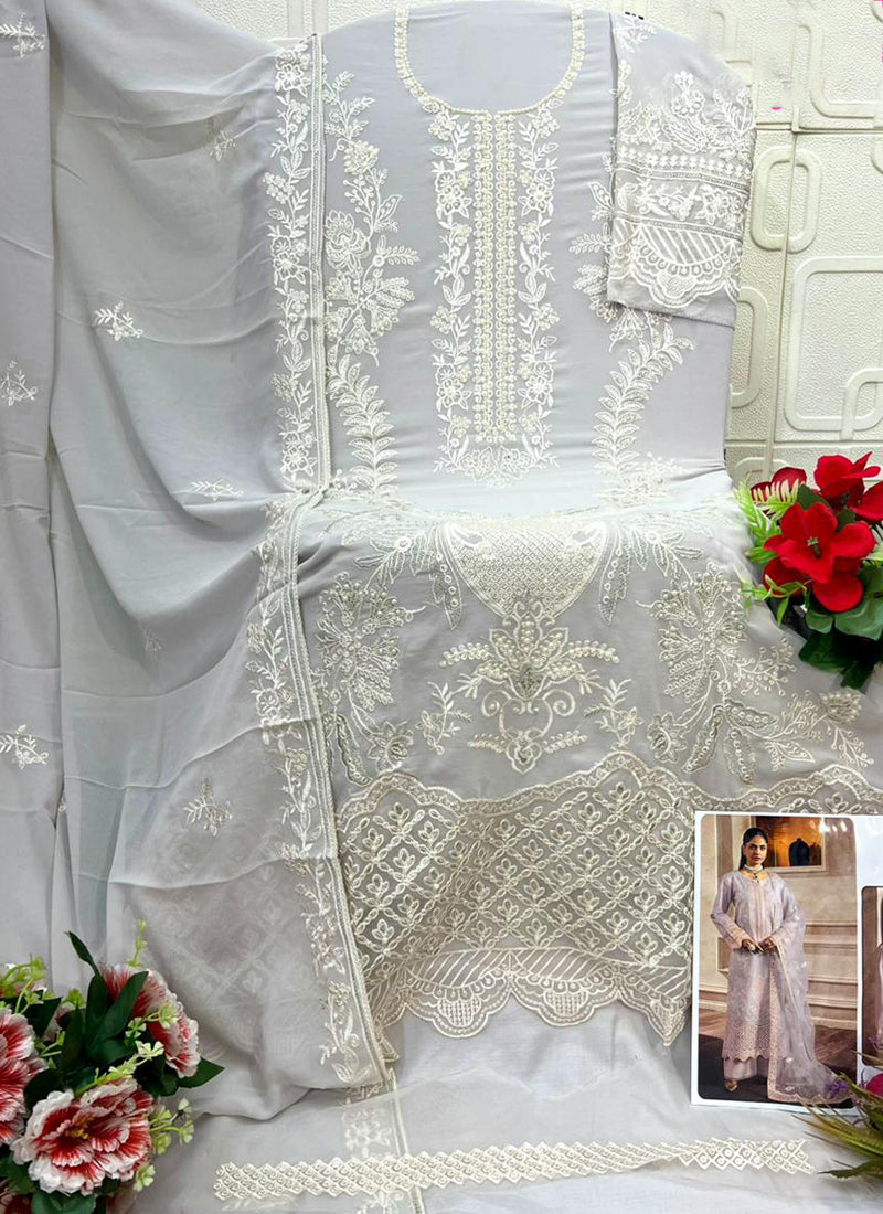 Lavender Faux Georgette Embroidery Work Eid Wear Pakistani Suit SW197272