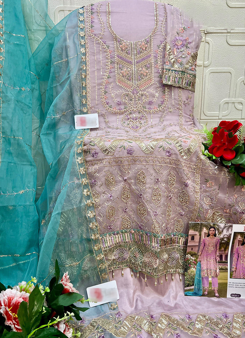 Light Pink Organza Thread Embroidery Work Festival Wear Salwar Suit SW418331