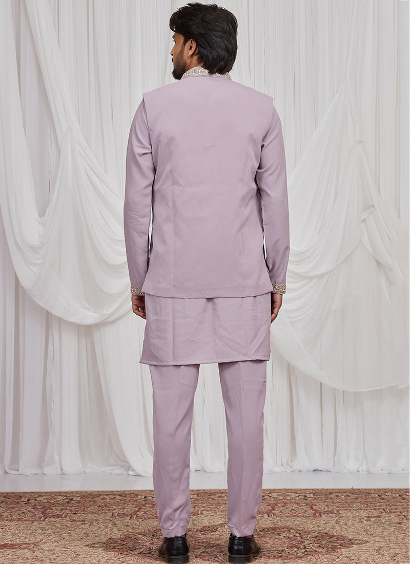 Lilac Armani Hand Work Occasional Wear Readymade Kurta Pajama SW586040