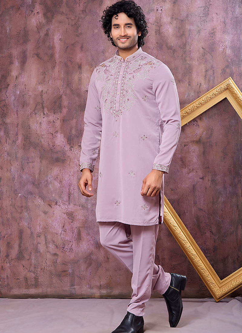 Lilac Armani Mirror Work Occasional Wear Readymade Kurta Pajama SW725225