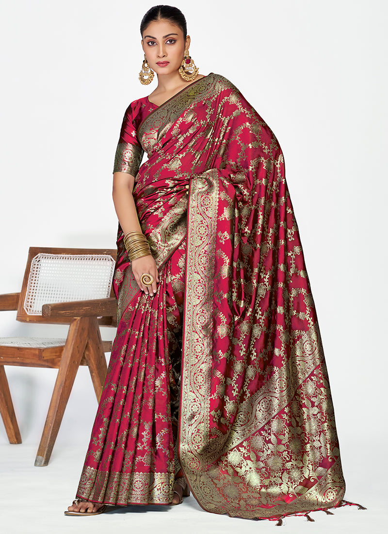 Heritage Banarasi Silk Zari Weaving Saree Combo – Perfect for Celebrations