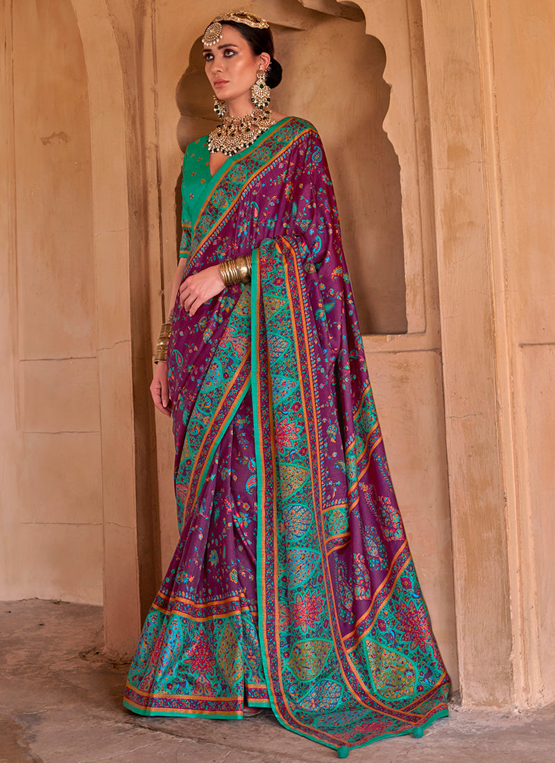 Pv Silk Multi Color Party Wear Weaving Work Saree 385815