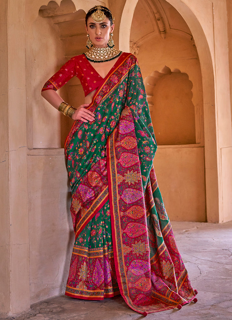 Pv Silk Multi Color Party Wear Weaving Work Saree 385818