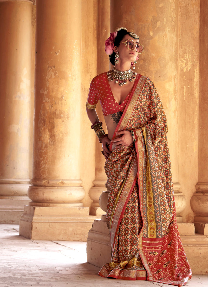 Pv Silk Multi Color Party Wear Printed Work Saree 385924