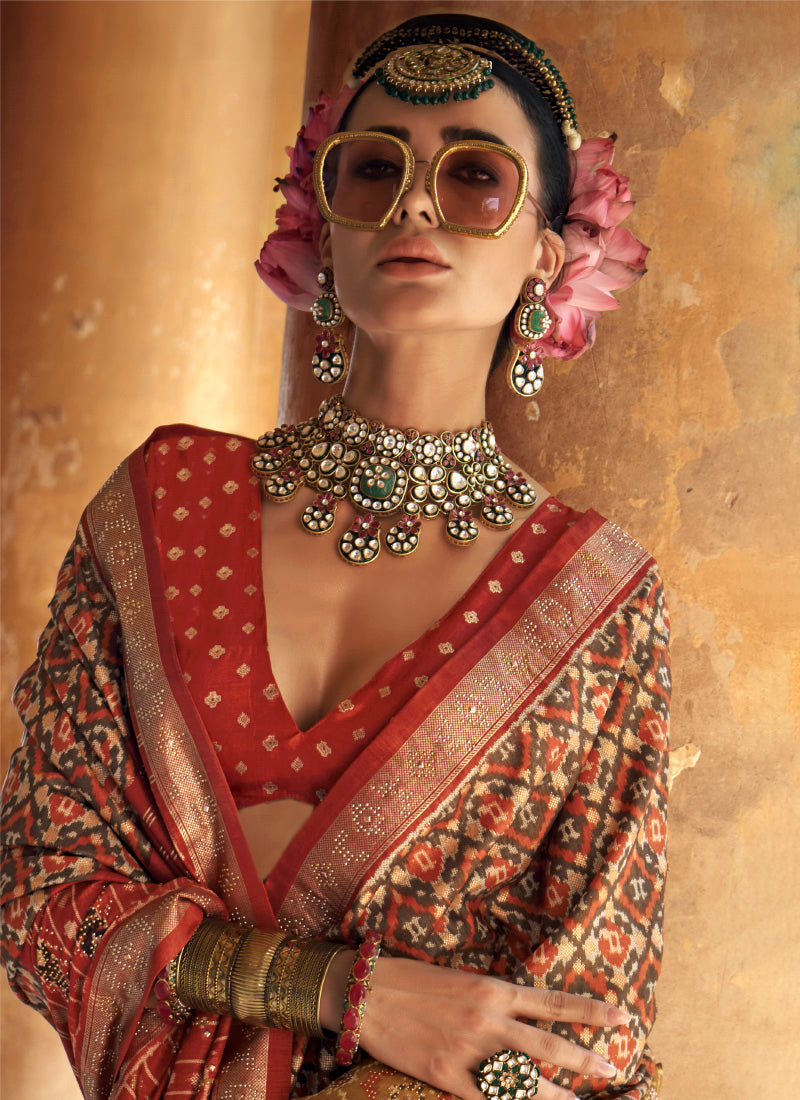 Pv Silk Multi Color Party Wear Printed Work Saree 385924