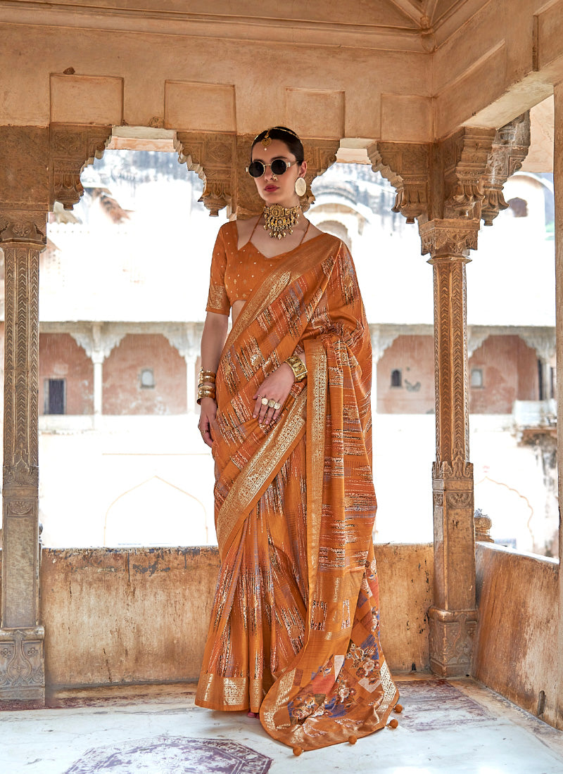 Silk Multi Color Party Wear Weaving Work Saree 385923