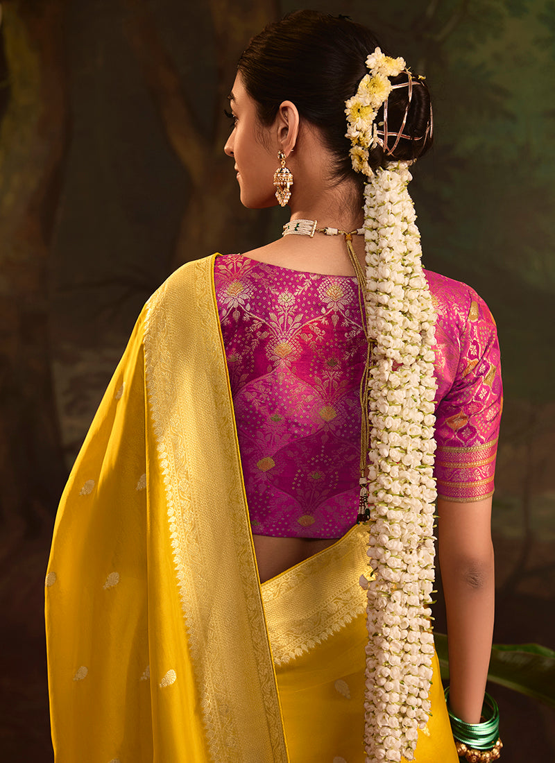 Mustard Dola Silk Weaving Work Occasional Wear Saree SW109095