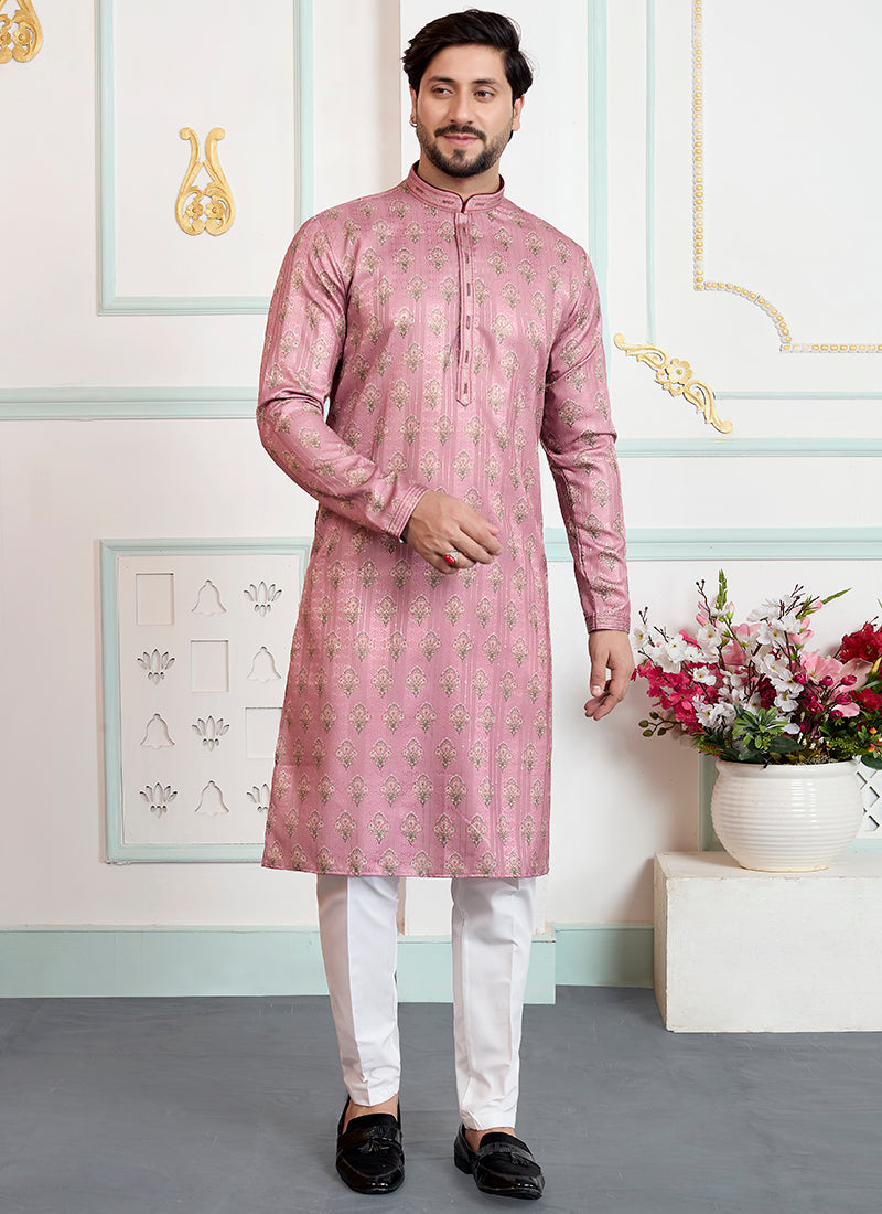 Onion Art Silk Pintux Eid Wear Readymade Kurta Pajama SW242141
