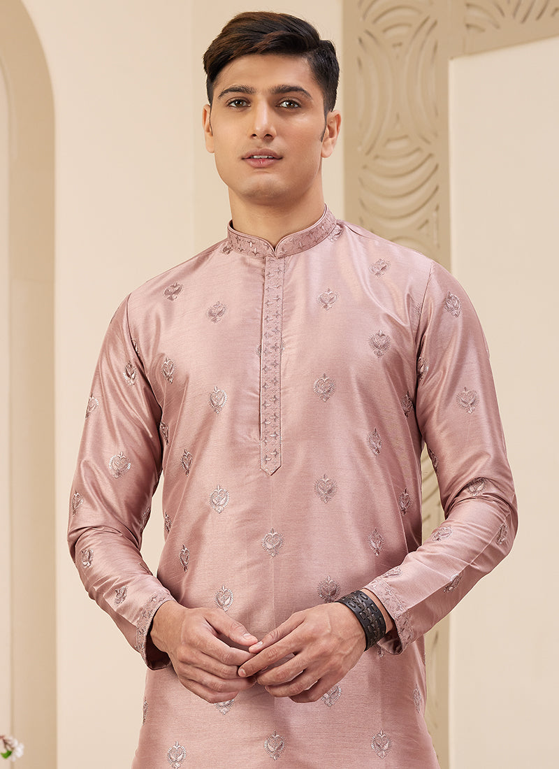 Stylish Olive Art Silk Kurta Pajama for Festive Wear with Sequins Work