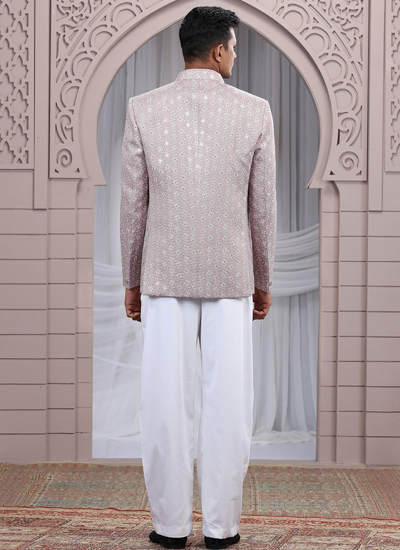 Art Silk Onion Wedding Wear Pattern Pc Work Readymade Indo Western 385495