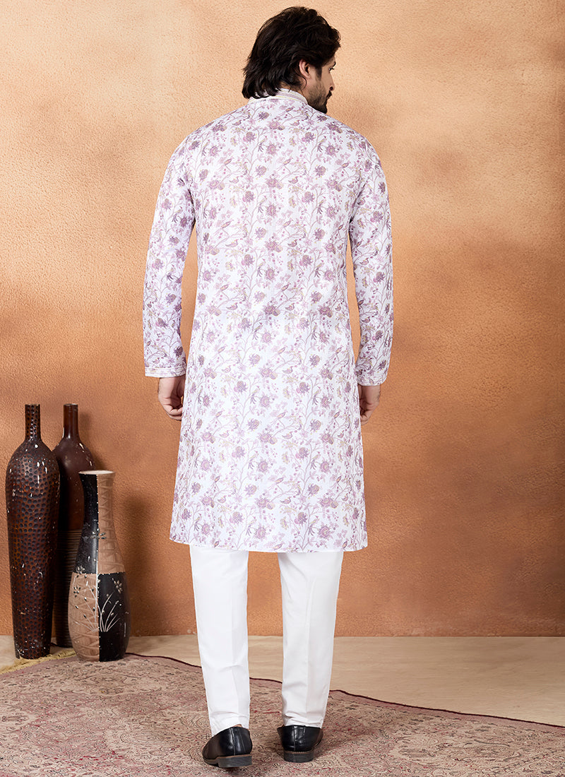 Purple Art Silk Pintux Eid Wear Readymade Kurta Pajama SW715509