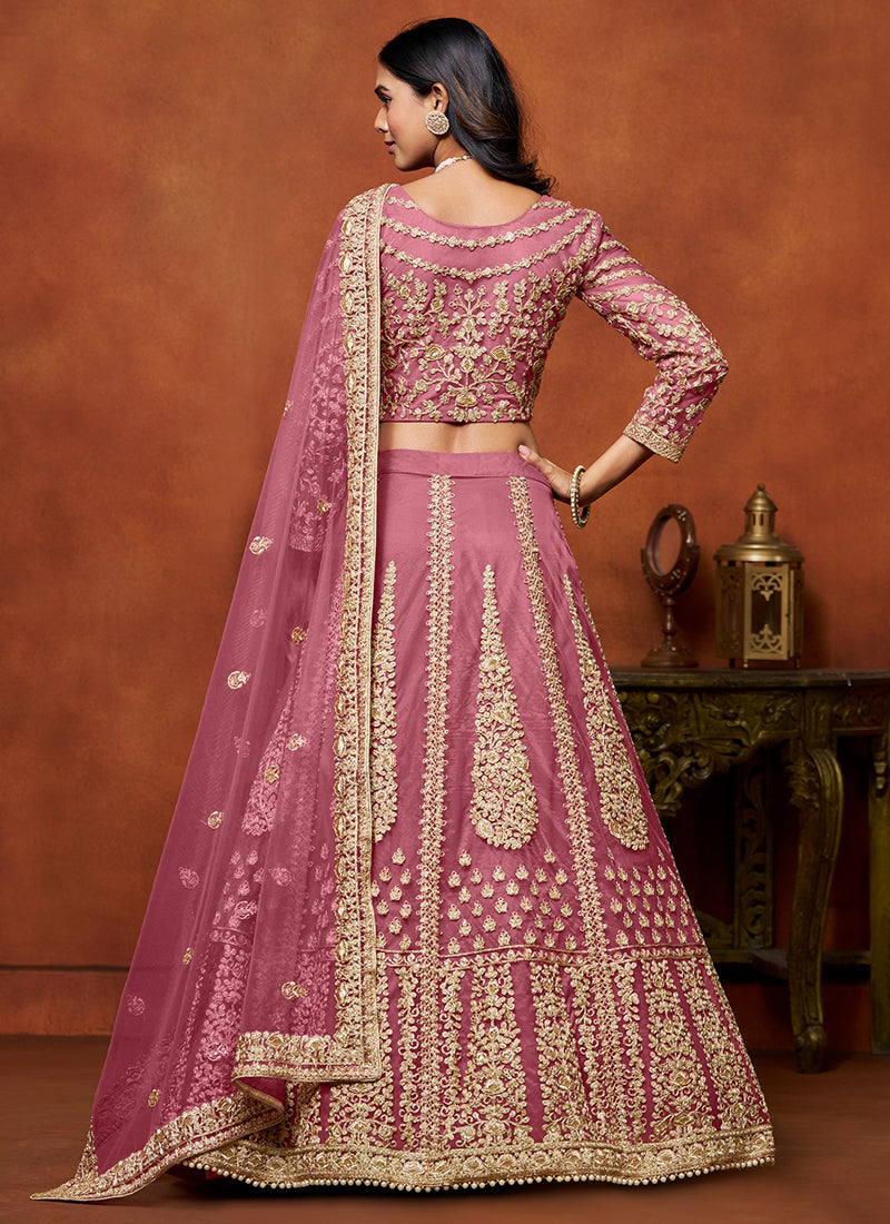 Pink Net Embroidery Work Wedding Wear Lehenga Choli SW264301
