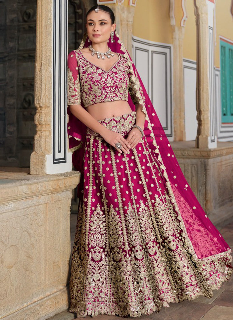 Pink Net Sequin Work Wedding Wear Lehenga Choli SW599016