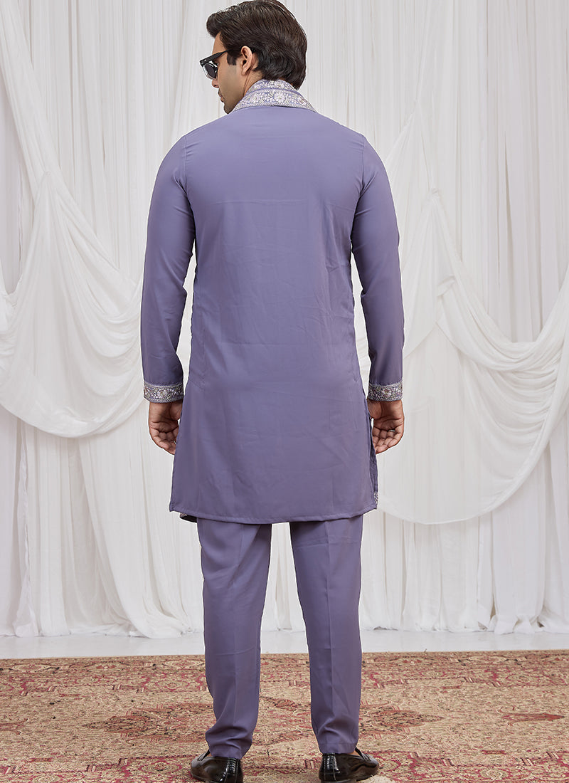 Purple Armani Hand Work Occasional Wear Readymade Kurta Pajama SW105092