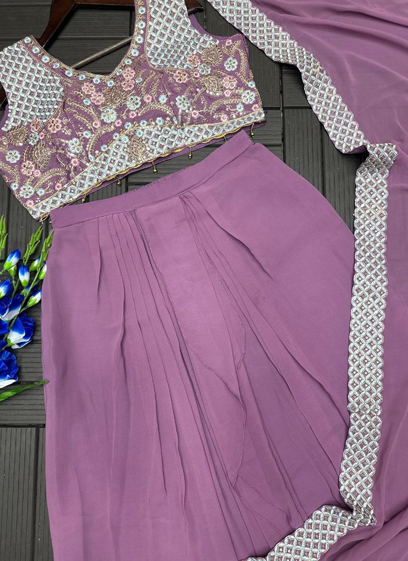 Purple Silk Embroidery Work Party Wear Readymade Designer Suit SW954746