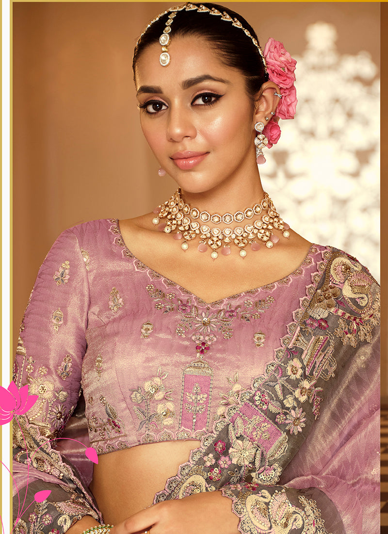 Purple Silk Zari Work Wedding Wear Saree SW890544