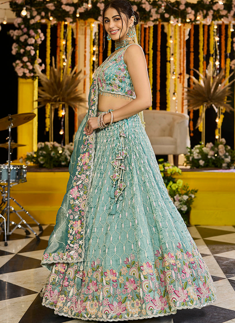 Satin Silk Rama Wedding Wear Heavy Embroidery Readymade Lehenga Choli