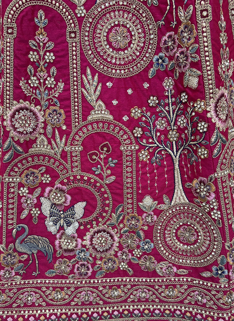 Rani Pink Silk Embroidery Work Wedding Wear Lehenga Choli SW920994