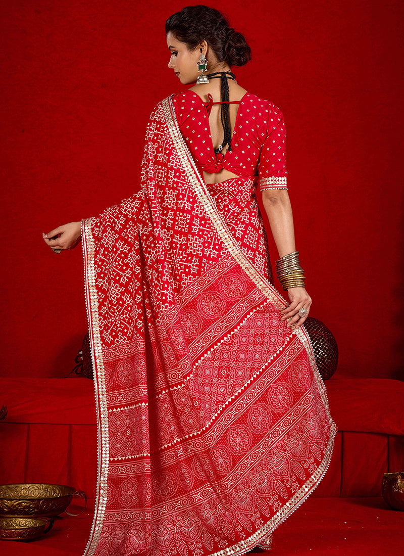 Tussar Silk Red Occasional Wear Sequins Work Saree 387162